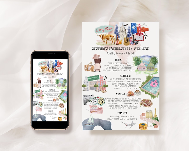Austin Bachelorette Itinerary Template: Editable Girls Weekend Invite image 3