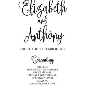 Wedding Program Template Printable / Editable 5x7 Calligraphy Script DIY Print on Kraft Paper or Light Card Stock / Rustic Wedding image 6