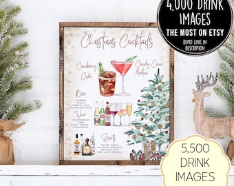 Christmas Cocktails Sign: Holiday Bar Menu Template (Digital Download)