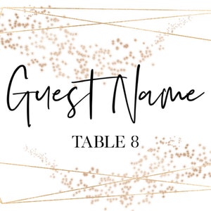 Placecard Template, Placecard Printable, Geometric Gold Placecard ...