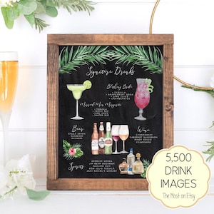 Tropische Getränkekarte Vorlage, Bearbeitbare Signatur Cocktails Vorlage, Bar Menü Schild Vorlage, Signatur Getränke Schild, 7.000+ Bilder, Handflächen
