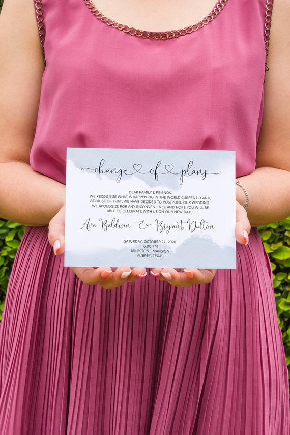Wedding Postponement Card Template, Wedding Postponed, Change of Date Announcement Printable, Wedding Change Card, Editable Postpone Wedding Il_570xn
