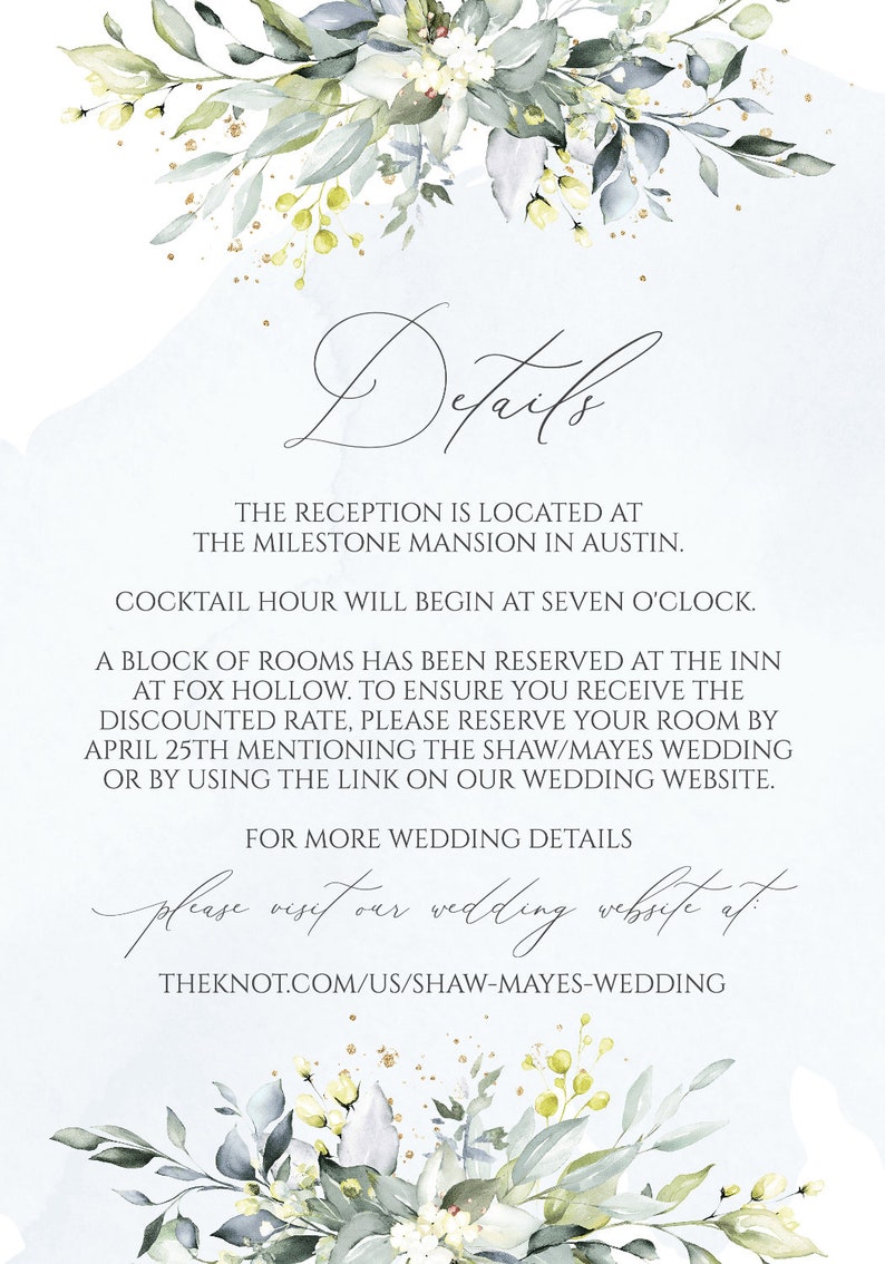 Dusty Blue Succulent Watercolor Wedding Invitation Template, Boho Printable Wedding Invitation Suite, DIY Watercolor Rustic Invitation Set image 9