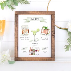 Designe deine eigenen! Über 7.000 Getränkebilder + Verzierungen enthalten, Signature Cocktail-Schild Vorlage, Signature Getränkekarte zum Ausdrucken, His Hers Ours
