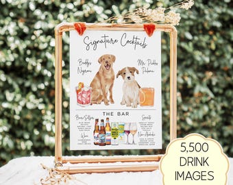 Custom Pet Signature Drink Sign: Wedding Cocktail Bar Menu (Digital Download)