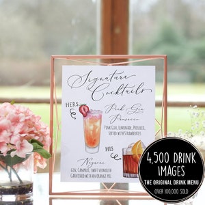 Signature Cocktails Sign Template, Calligraphy Wedding Drink Menu Template, Modern Bar Menu, Signature Drink Sign, 4,000+ Drink Images