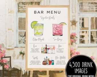 Bar Menu Template, Modern Editable Drink Menu Template, Minimalist Printable Bar Menu, Signature Drinks Sign, 4,000+ Images, The Original