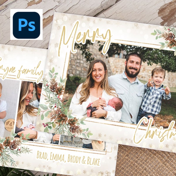 Christmas Card Template, Photoshop Christmas Card Template, PSD Template, Mini Session template for photographers, Photo Christmas Card