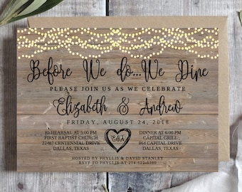 Rustic Wedding Rehearsal Dinner Invitation Template (Printable/Editable 5x7)