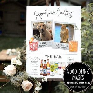 Pet Signature Drinks Sign, Pet Bar Menu Template, Add Your Own Images, Modern Editable Drink Menu Template, Printable Menu, 4,000+ Drinks