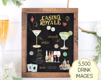 Casino Bar Menu Template: Las Vegas Style Drink Sign