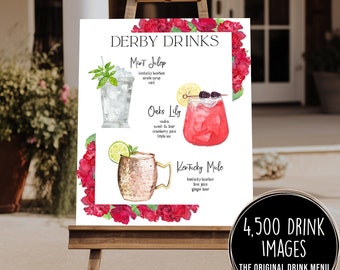 Kentucky Derby Drink Sign Template, Editable Derby Day Party Drink Menu, Mint Julep, Kentucky Mule, Oaks Lily Cocktails Sign, 4,500+ Images