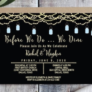Rustic Rehearsal Dinner Invitation Template: Mason Jar Lights (Printable)