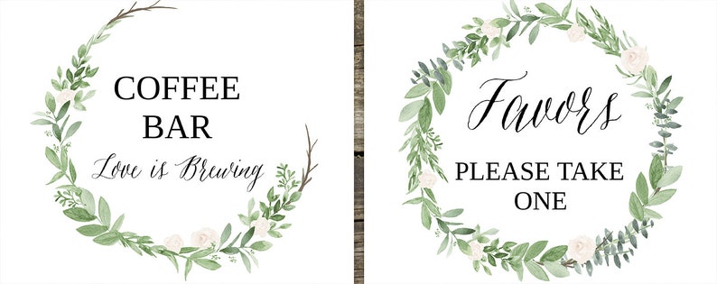 Wedding Signs Template, Wedding Signage, Wedding Signs Printable, Wedding Signs Botanical, Wedding Sign Bundle, 10 Signs 8x10, Greenery Sign image 4