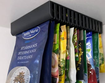 Organizador de paquetes de especias debajo del estante