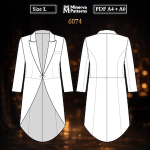 Patron de couture homme 6074 | Fantaisie à deux boutons, revers cranté et devant en coupe | Taille L en PDF A4 et A0