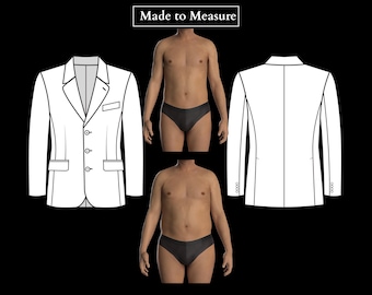 MADE TO MEASURE Mens Sewing Pattern | Single-Breasted Blazer 6017 with Double Back Vents Drafted to Your Measurements