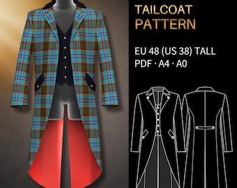 Exclusive Collection – Mens Sewing Pattern 1648 | Tailcoat with Integrated Waistcoat | Size EU 48/US 38 Tall | PDF A4 & A0