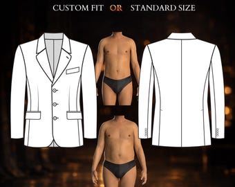 MADE TO MEASURE Mens Sewing Pattern | Single-Breasted Blazer 6017 with Double Back Vents Drafted to Your Measurements