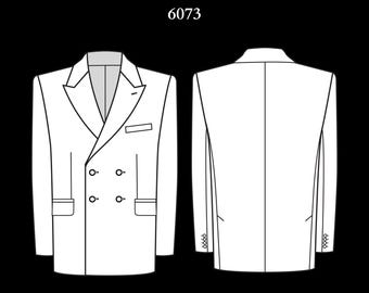 Mens Sewing Pattern 6073 | Double-Breasted Blazer with Double Back Vents | Size XL in PDF A4 & A0