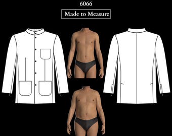 MADE TO MEASURE Mens Sewing Pattern | French Jacket 6066 with Stand Collar, Patch Pockets and Zipped Sleeves Drafted to Your Measurements