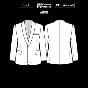 Naaipatroon heren 6080 | Klassiek smokingjasje met sjaalkraag en enkele knoopsluiting | Maat L als pdf-bestand, A4 en A0