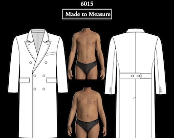 MADE TO MEASURE Mens Sewing Pattern | Classic Double-Breasted Coat 6015 with Peaked Lapels Drafted to Your Measurements