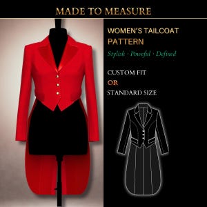 MADE TO ORDER Womens Sewing Pattern 5329 |  Womens Tailcoat Pattern Drafted to Your Individual Measurements or in a Standard Size