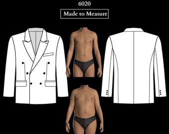 MADE TO MEASURE Mens Sewing Pattern | Double-Breasted Blazer 6020 with Notched Lapels and Flap Welt Pockets Drafted to Your Measurements