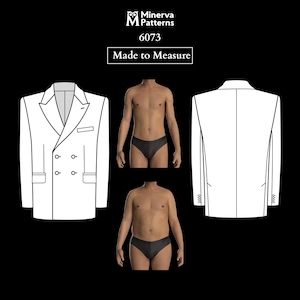 Patrón de costura para hombre HECHO A MEDIDA / Chaqueta cruzada clásica 6073 con solapas con muescas, confeccionada según sus medidas