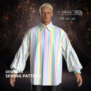 Exclusive Collection - Unisex Sewing Pattern 1649 | ONE SIZE Oversize Shirt with Hidden Placket and Sculpted Sleeves | PDF A4 & A0
