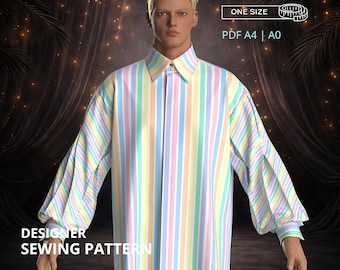 Exclusive Collection - Unisex Sewing Pattern 1649 | ONE SIZE Oversize Shirt with Hidden Placket and Sculpted Sleeves | PDF A4 & A0