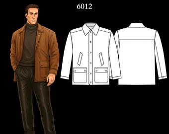 Herren Schnittmuster 6012 | Feldjacke im klassischen Nutzen mit schräger Weltnaht und aufgesetzten Taschen | Größe L als PDF A4 & A0