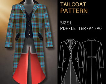 Exclusive Collection – Mens Sewing Pattern 1648 | Tailcoat with Integrated Waistcoat | Size L, US LETTER, A4 & A0