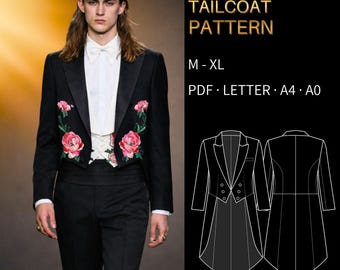Men's Sewing Pattern 6081 | Single-Breasted Tailcoat with Double Button Front | Sizes M, L, XL in Separate Files | PDF LETTER, A4 & A0