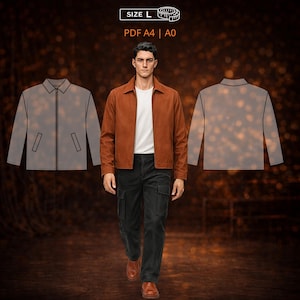 Naaipatroon heren 6006 | Casual jack met ritssluiting en schuine paspelzakken | Maat L als pdf-bestand, A4 en A0