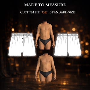 MADE TO MEASURE Mens Sewing Pattern 6134 | Boxer Shorts Drafted to Your Measurements or in a Standard Size