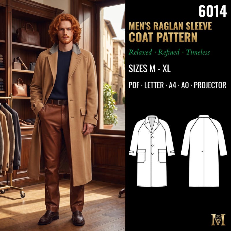 Sewing Raglan Shoulder Pattern Raglan Coat Man - Etsy UK