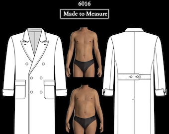 MADE TO MEASURE Mens Sewing Pattern | Double-Breasted Coat 6016 with Patch Pockets Drafted to Your Measurements