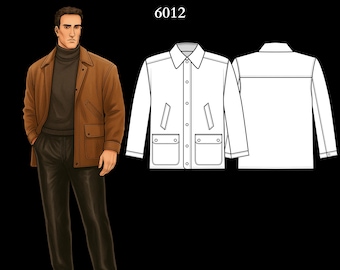Mens Sewing Pattern 6012 | Field Jacket in Classic Utility Style | Sizes M, L, XL in Separate Files | PDF A4 & A0