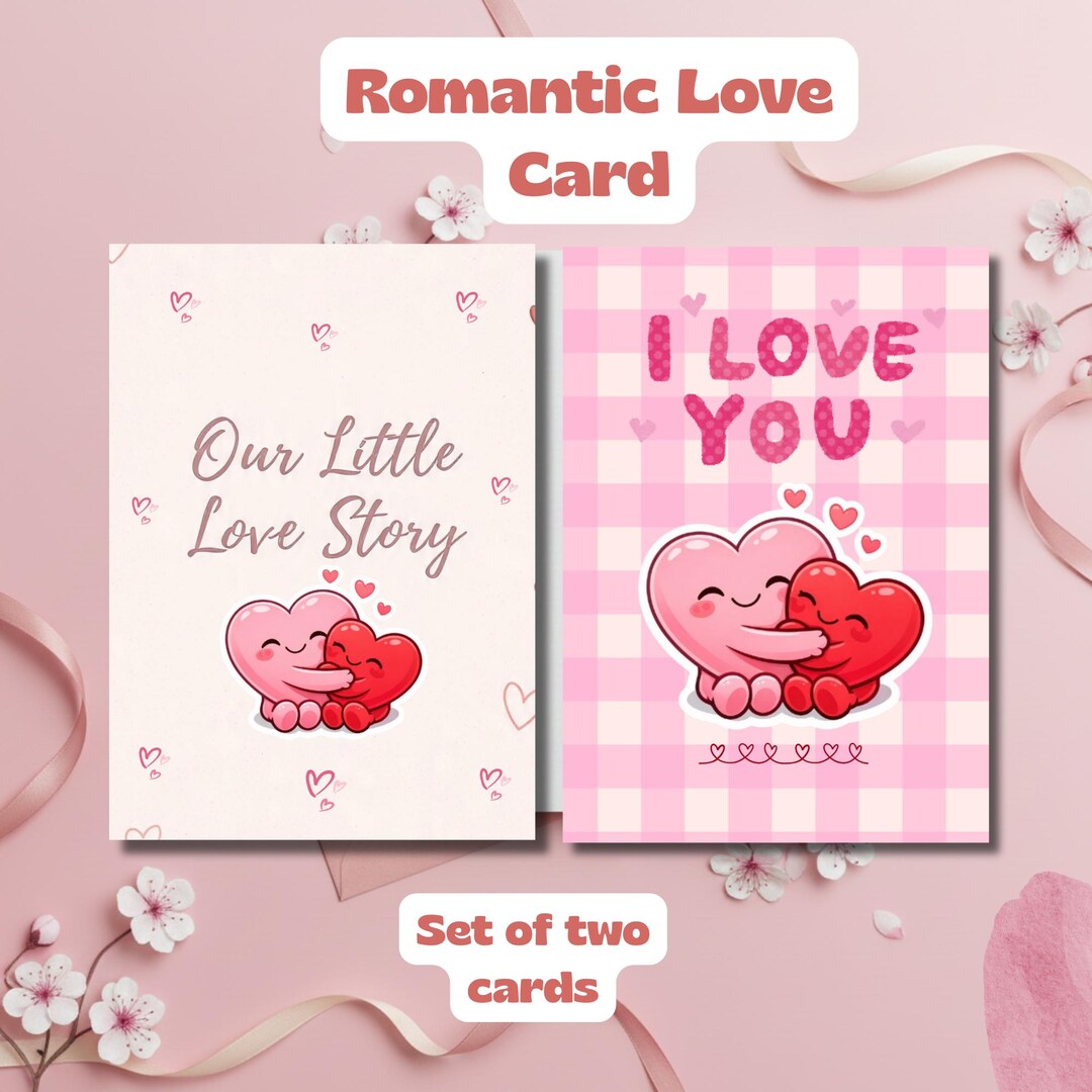 Downloadable Printable Anniversary Cards, Romantic Love Card Set of Two ...
