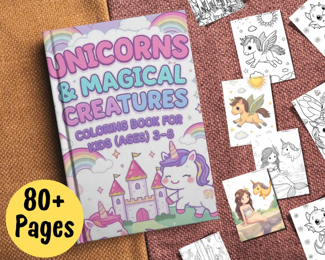 Kawaii Unicorn Coloring Book for Kids Download: 87 Printable Pages (PDF ...