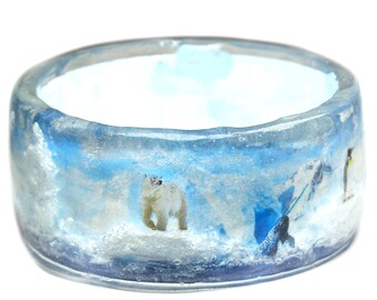 Arctic Winter Bracelet -Winter Jewelry-  Flower Jewelry - resin jewelry-  white Jewelry- Brown Bracelet- Forest Jewelry