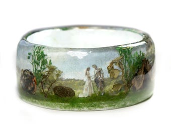 Forest Jewelry -Real Flower Jewelry-  Forest Jewelry - moss jewelry  Flower Jewelry- Resin Jewelry- Flower Bangle- Green Resin Bracelet