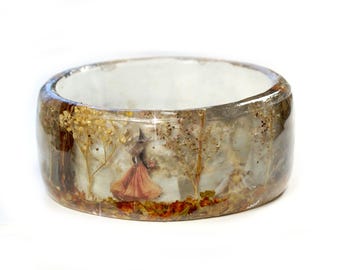 Autumn Witches Bracelet-  Real Flower Jewelry- Fall Jewelry- Leaf Jewelry- Resin Jewelry- Autumn Jewelry- Flower Resin Bracelet