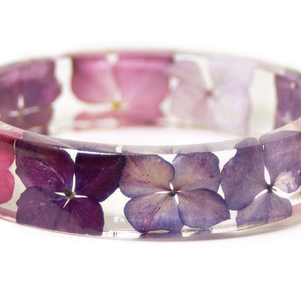 Real Flower Jewelry- Flower Jewelry- Jewelry with Real Flowers- Purple Flowers- Pink Bracelet -Resin Jewelry- Purple Bracelet