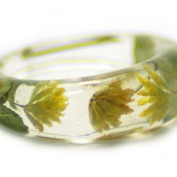 Yellow Ring- Resin Ring-Resin Jewelry-Real Flower Jewelry-Yellow Flowers-Jewelry Made with Real Flowers