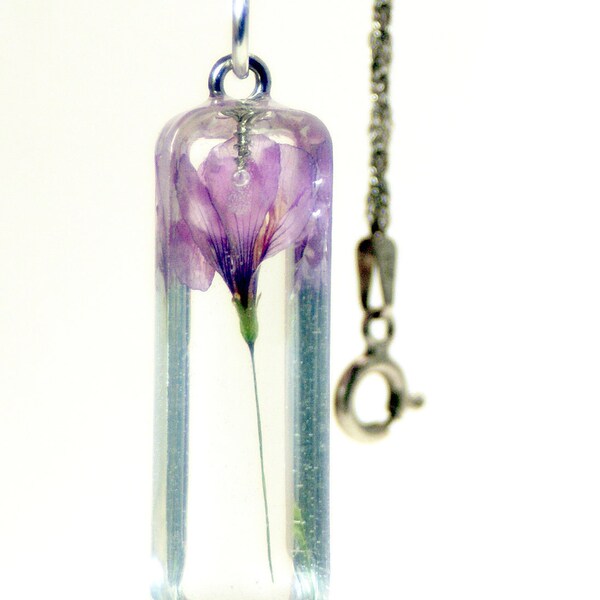 Flower Pendant- Real Flower Jewelry- Jewelry Made with Real Flowers- Purple flower- Resin Jewelry