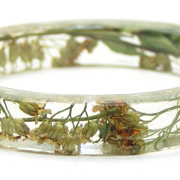 Real Flower Resin Jewelry- Flower Jewelry- Resin Jewelry- Orange Bracelet- Green Bracelet- Jewelry made with Real Flowers