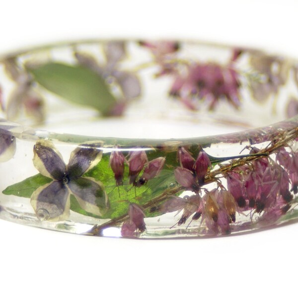 Flower Jewelry - Real Flower Bracelet- Flower Bracelet- Pink Jewelry - Purple Bracelet- Resin Jewelry- Jewelry made with Real Flowers